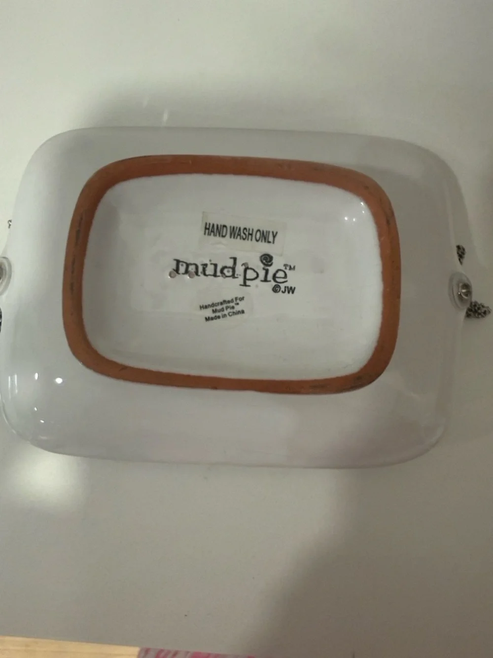 Mudpie Seahorse Soap Dish Handcrafted Silver Starfish & Antique White w/Brown 6